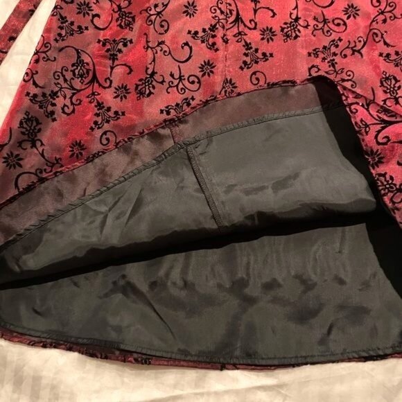 Sleeveless Dress Burgundy Red Black Flowers Pullover Buttons Size 7 - Picture 9 of 9